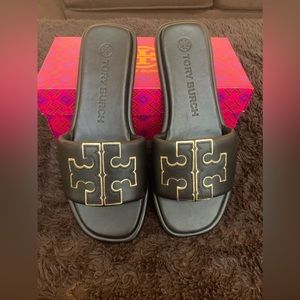 Tory Burch Double T Sport Slide - Black size 8